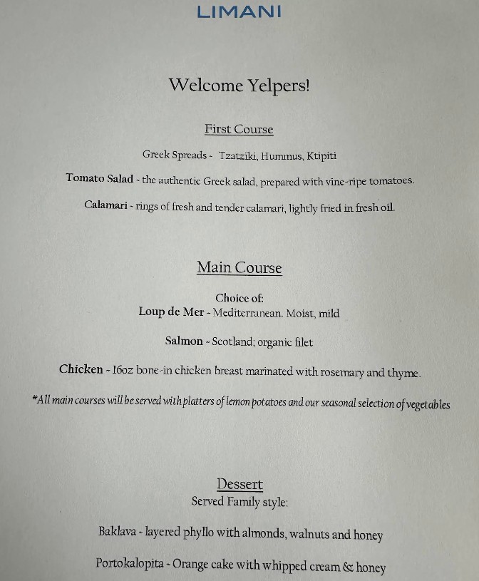 Limani Menu | Upscale Mediterranean & Seafood Dining in Washington, DC